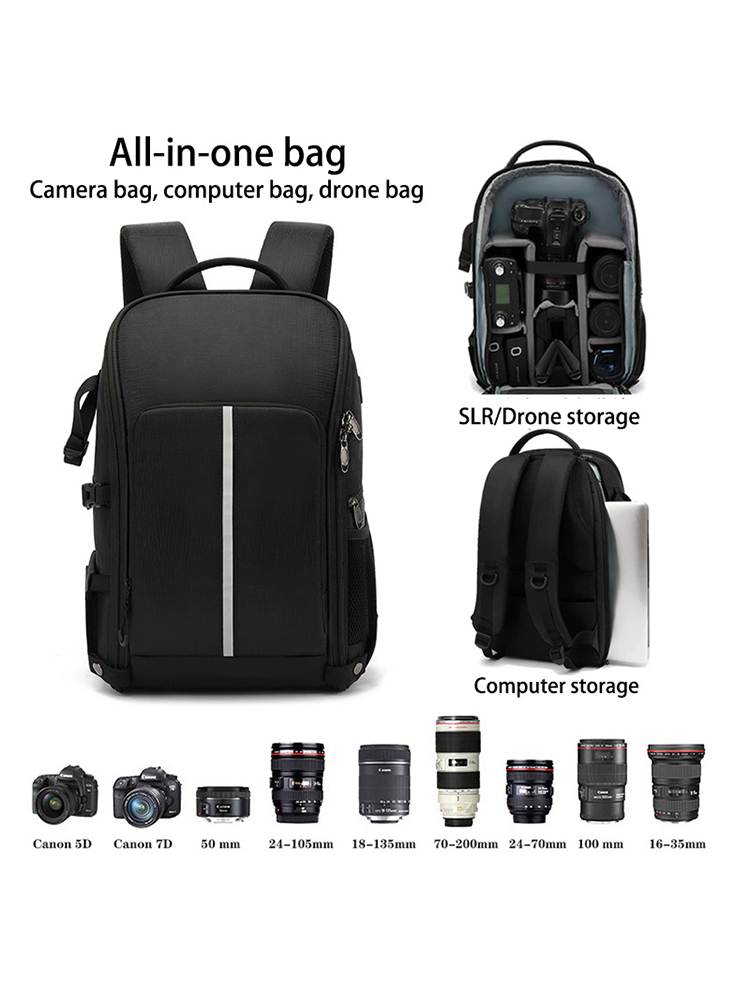 Drone Camera Case - การถ่ายภาพกลางแจ้งกระเป๋าเป้สะพายหลังกระเป๋ากล้อง DSLR Drone แล็ปท็อปกล้องกระเป๋าเป้สะพายหลังสําหรับเดินทางเดินป่าตั้งแคมป์