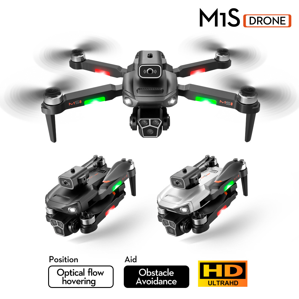 M1S Drone 4K สามกล้องมอเตอร์ไร - Drone Camera Wide Angle บทวิจารณ์และราคา