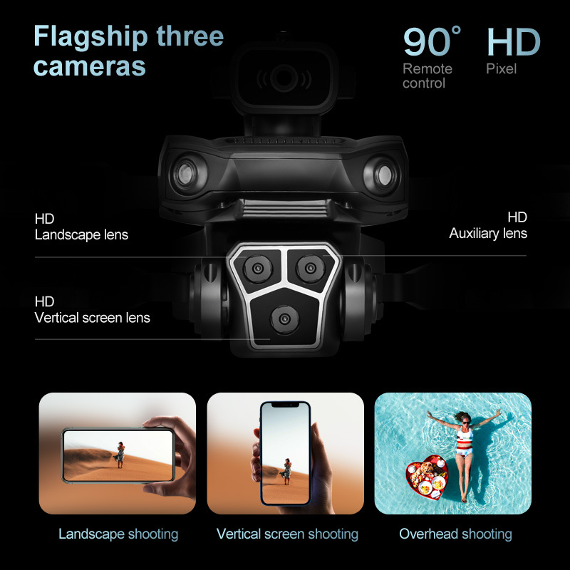 M1S Drone 4K สามกล้องมอเตอร์ไร - Drone Camera Wide Angle บทวิจารณ์และราคา