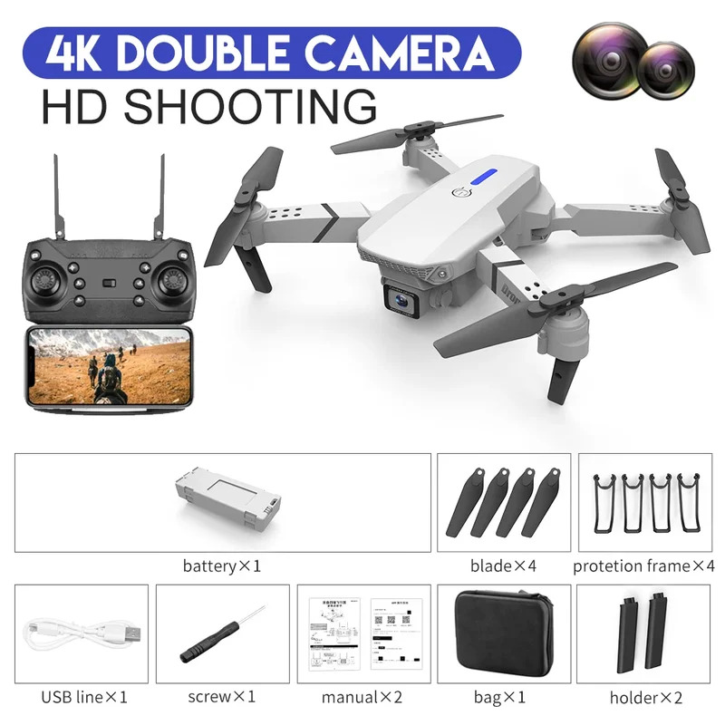 โดรนพับได้อัจฉริยะ E88 Pro รอง - Drone Camera Professional บทวิจารณ์และราคา